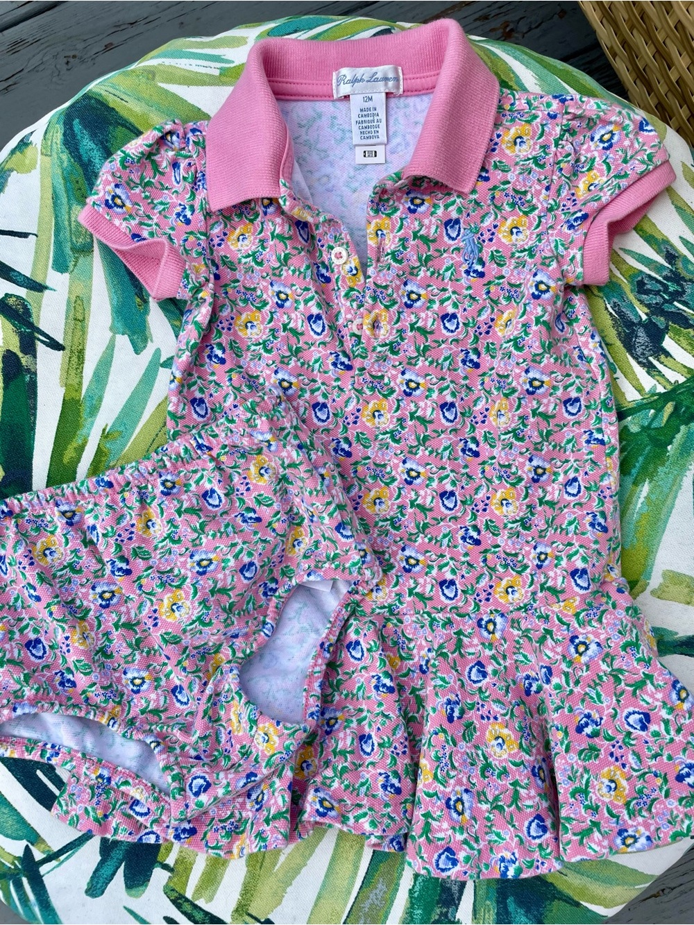 Ralph Lauren Pink Floral Polo Dress & Bloomers